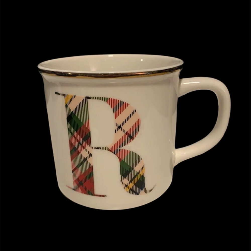 Pottery barn initial “R“ coffee cup